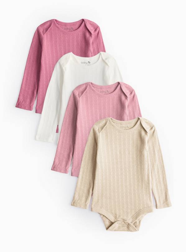 Plain Long Sleeve Bodysuit 4 Pack Newborn